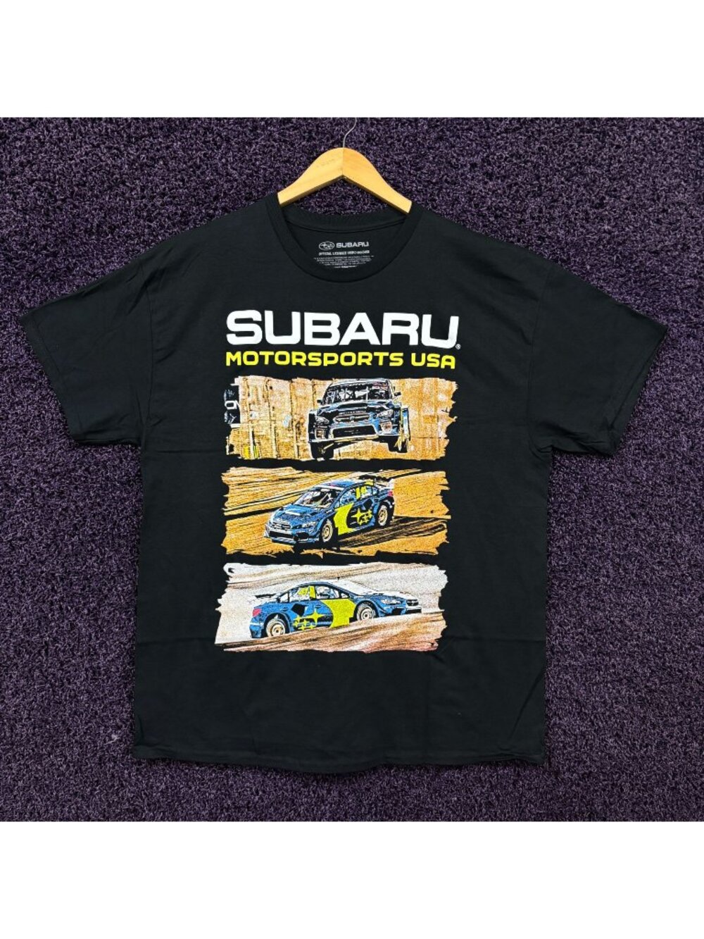 Subaru Motorsports USA Rally Car Racing Poster T-Shirt XL